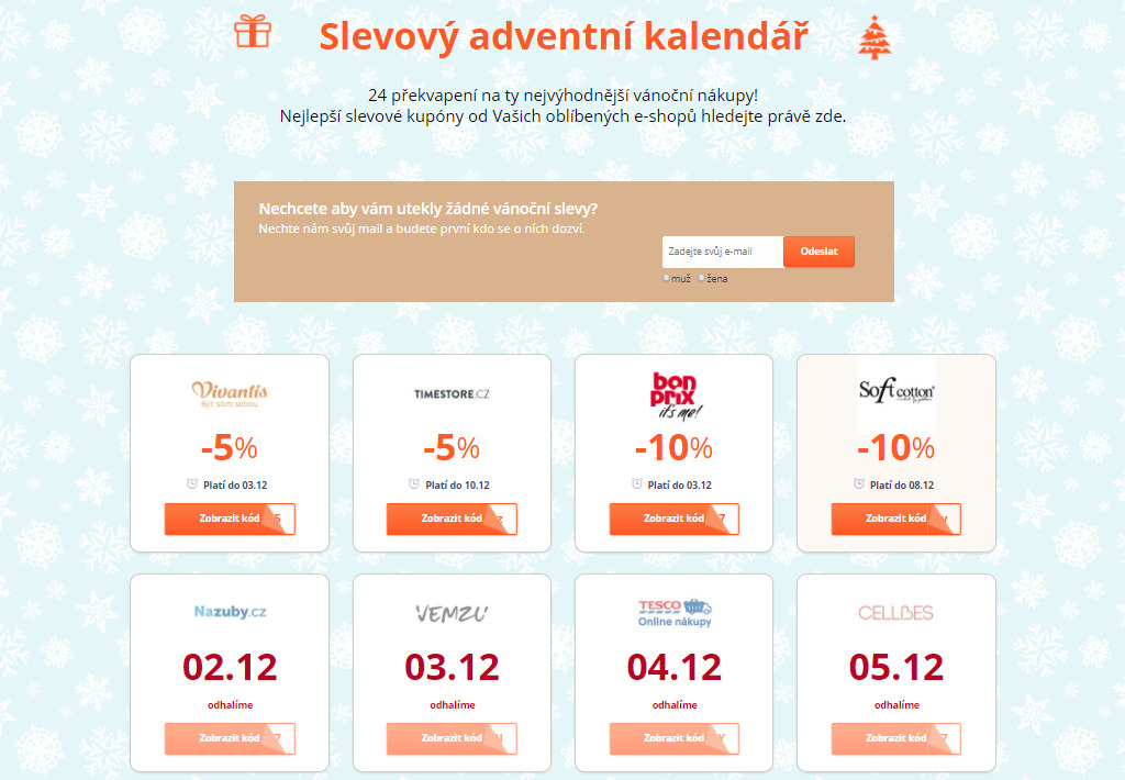 slevový adventní kalndar vašekupony.cz