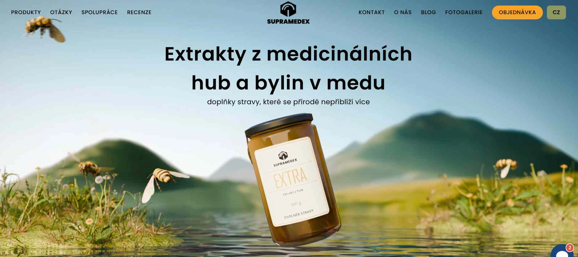 webové stránky e-shopu s bannerem medicinálních hub v medu