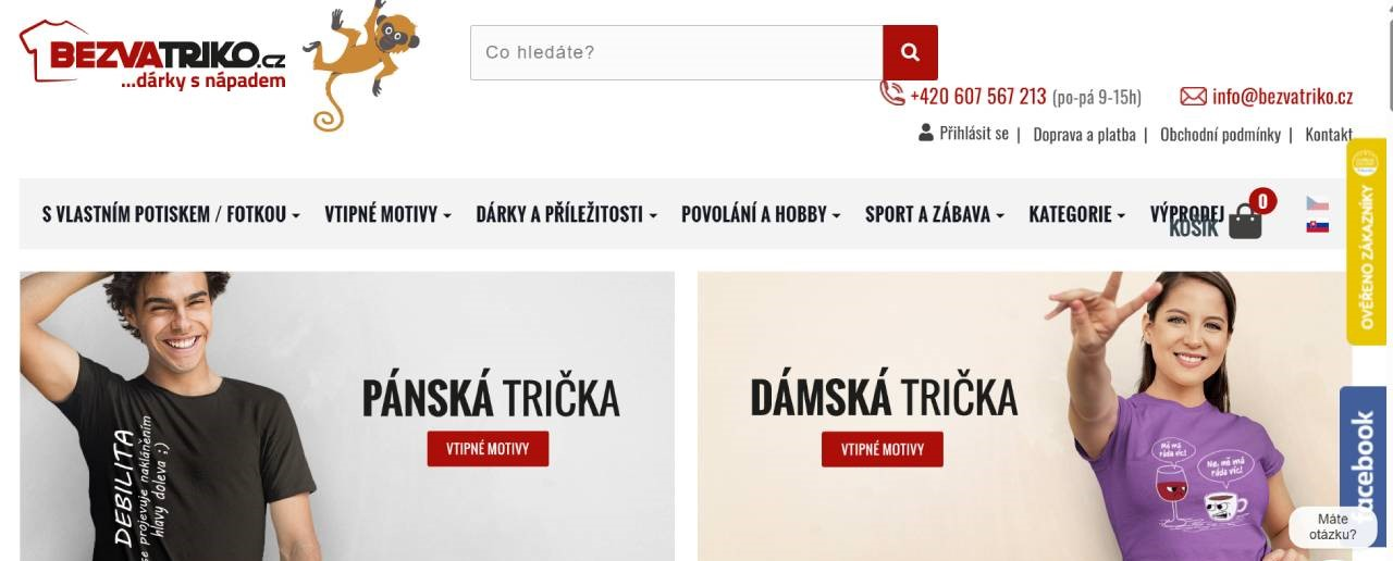 Bezva triko - muž v černém tričku a žena ve fialovém tričku