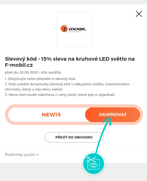 Návod jak zkopírovat slevový kód f-mobil