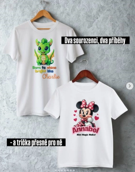 trička s originálním potiskem pro sourozence