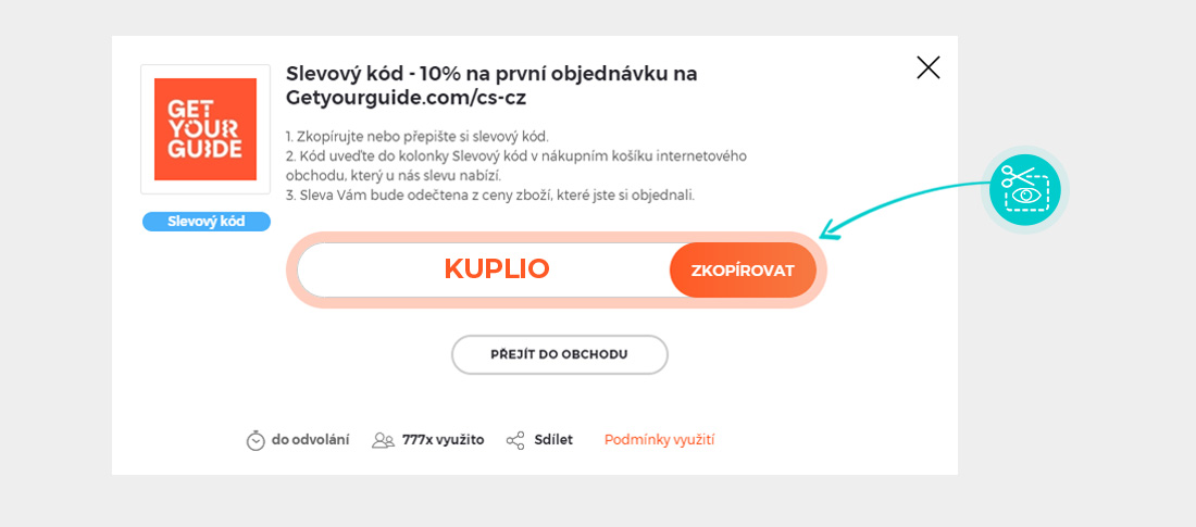 Návod jak zkopírovat slevový kód GetYourGuide