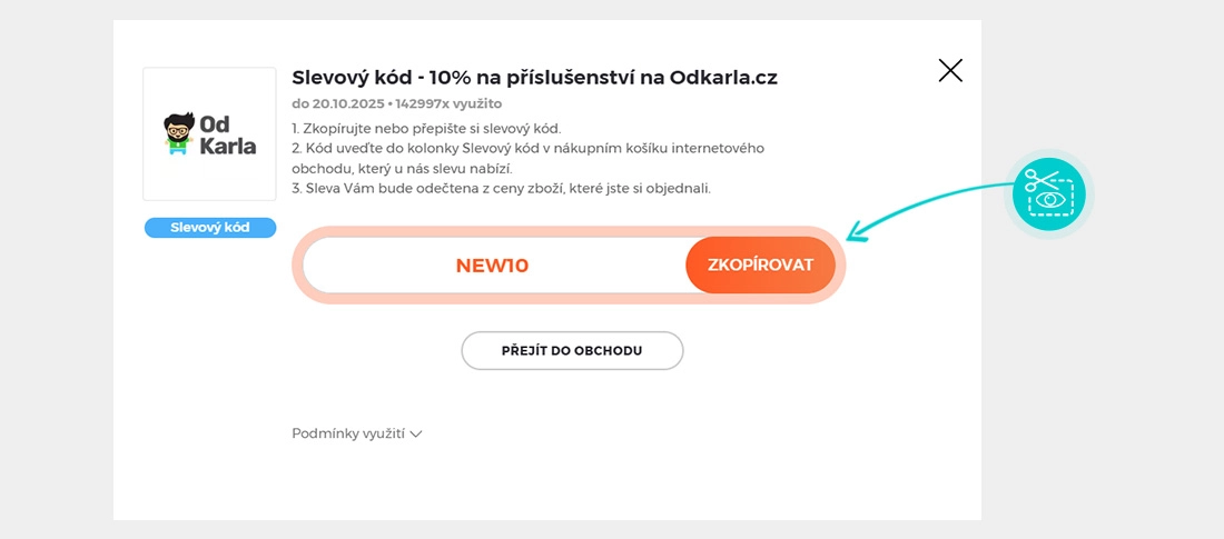 Návod jak zkopírovat slevový kód Od Karla