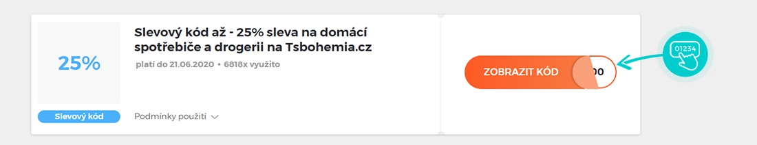 Ukázka slevového kódu TSBOHEMIA.cz