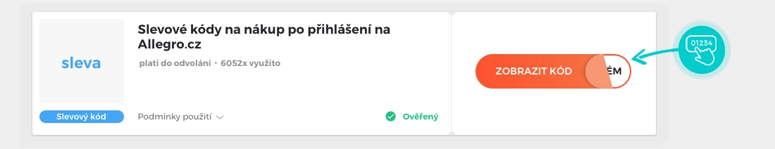 Ukázka slevového kódu Allegro