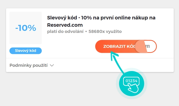 Ukázka slevového kódu Reserved