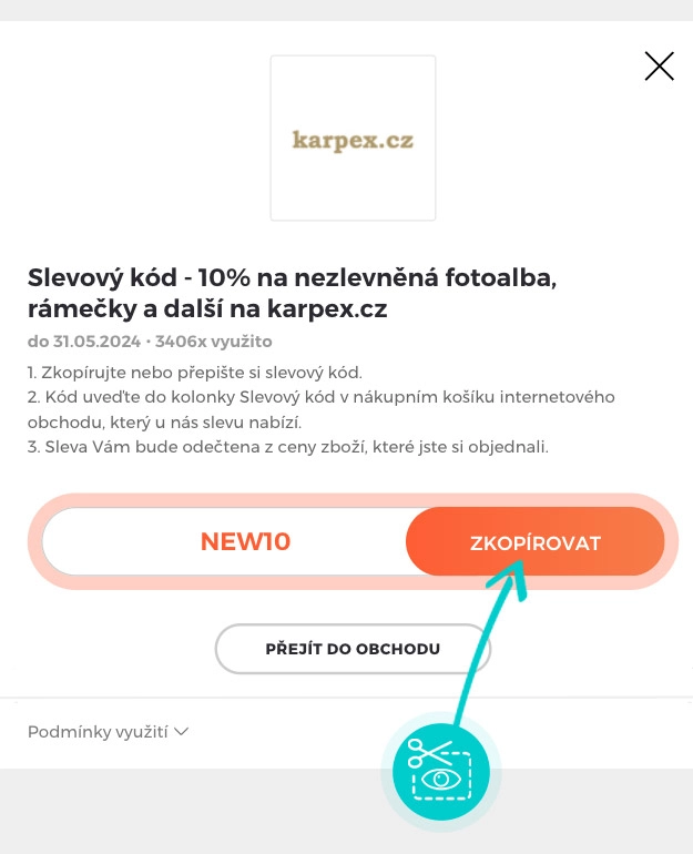Návod jak zkopírovat slevový kód karpex