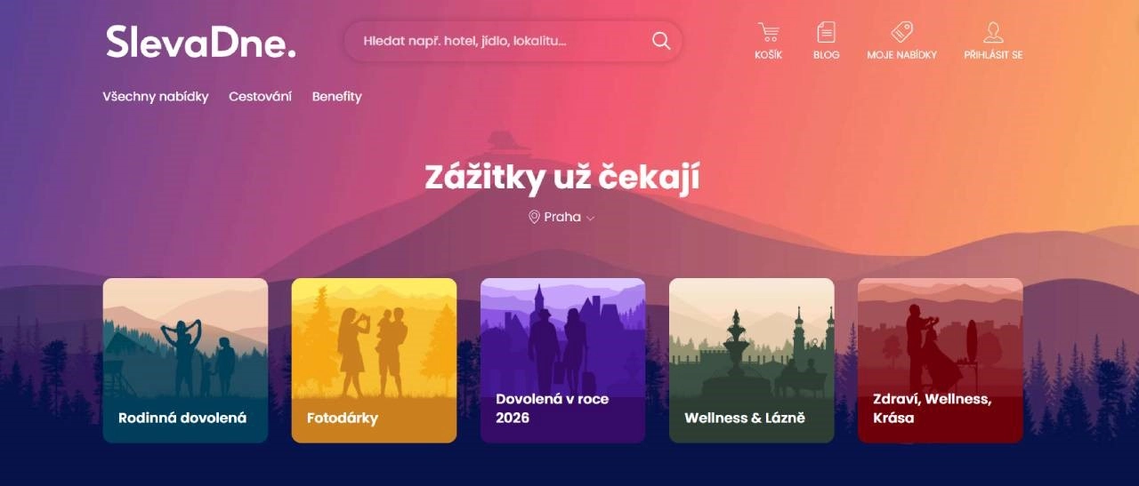 nabídka zážitků a pobytů na platformě