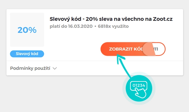 Ukázka slevového kódu ZOOT
