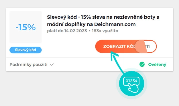 Ukázka slevového kódu DEICHMANN