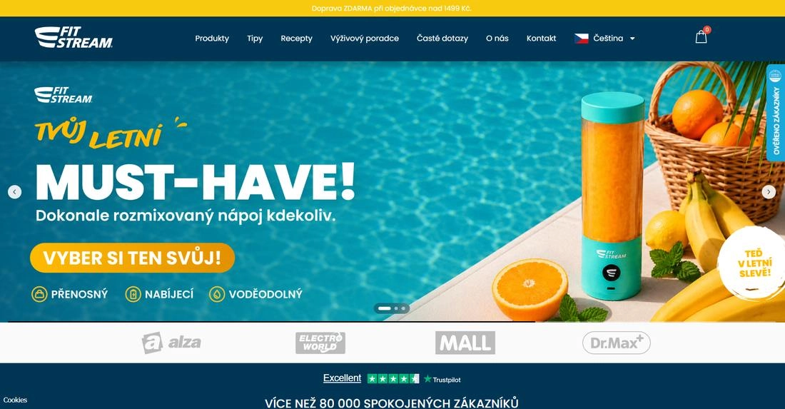 Hlavní stránka e-shopu FitStream