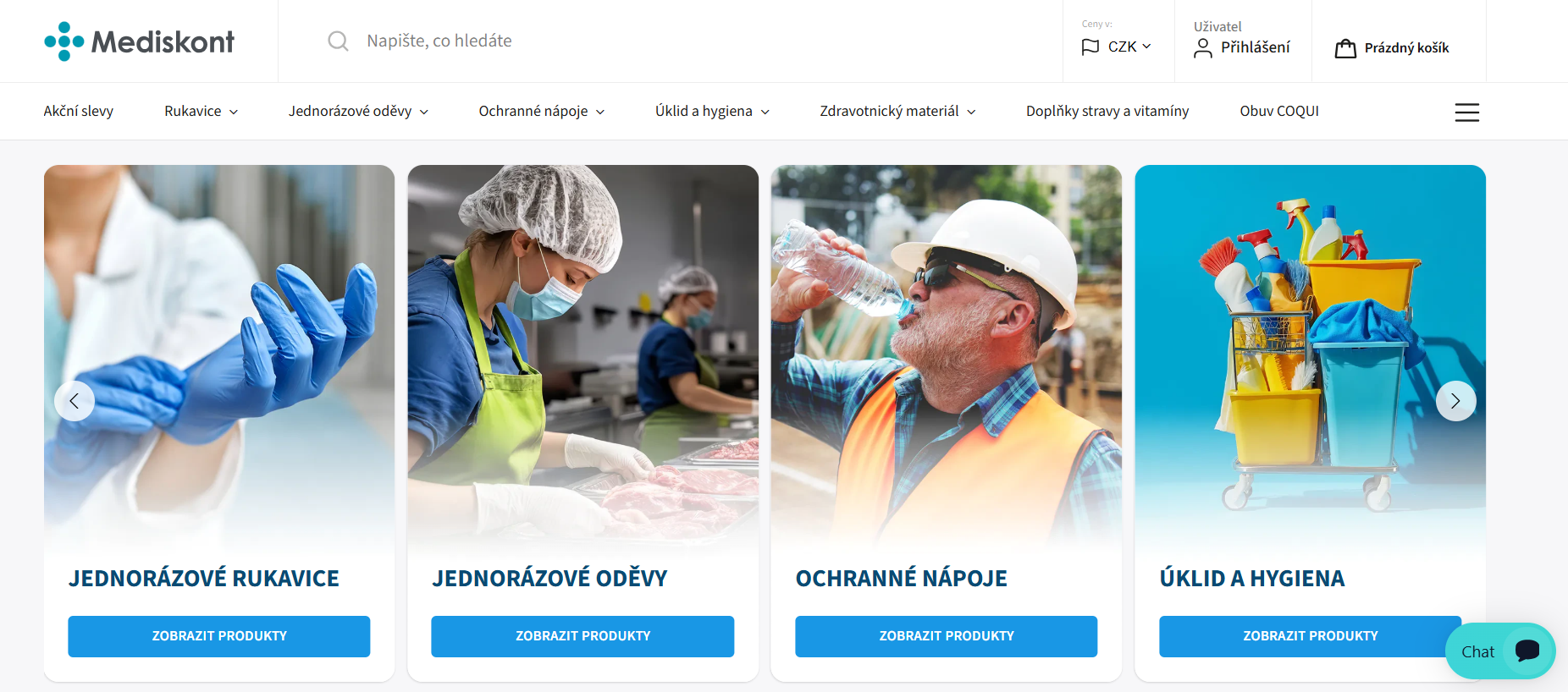 homepage Mediskont s nabídkou produktů