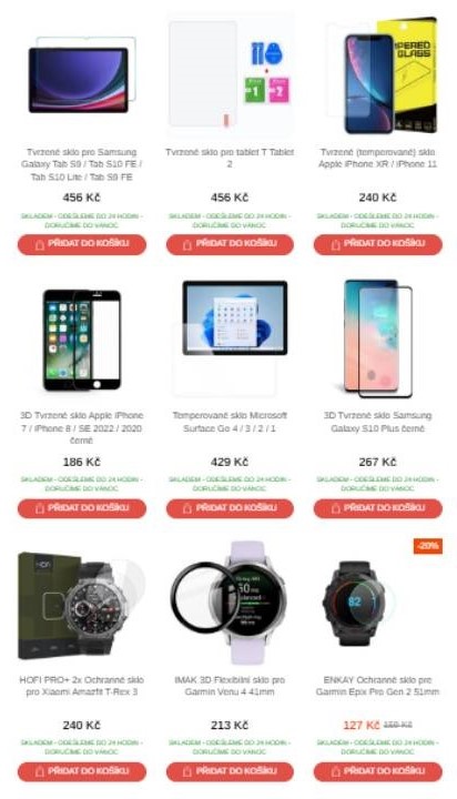 tvrzená skla na tablety i mobily, temperovaná skla i ochranná skla na hodinky