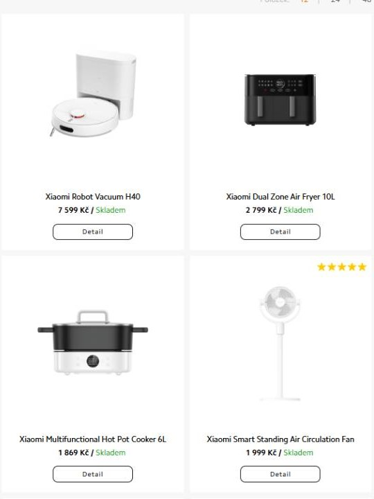 robotický vysavač, osvěžovač vzduchu, multifunkční vařič a ventilátor