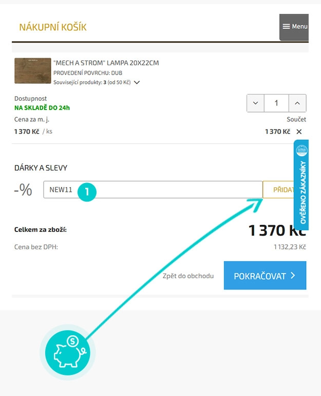 Návod jak uplatnit slevový kód v košíku e-shopu Li-go