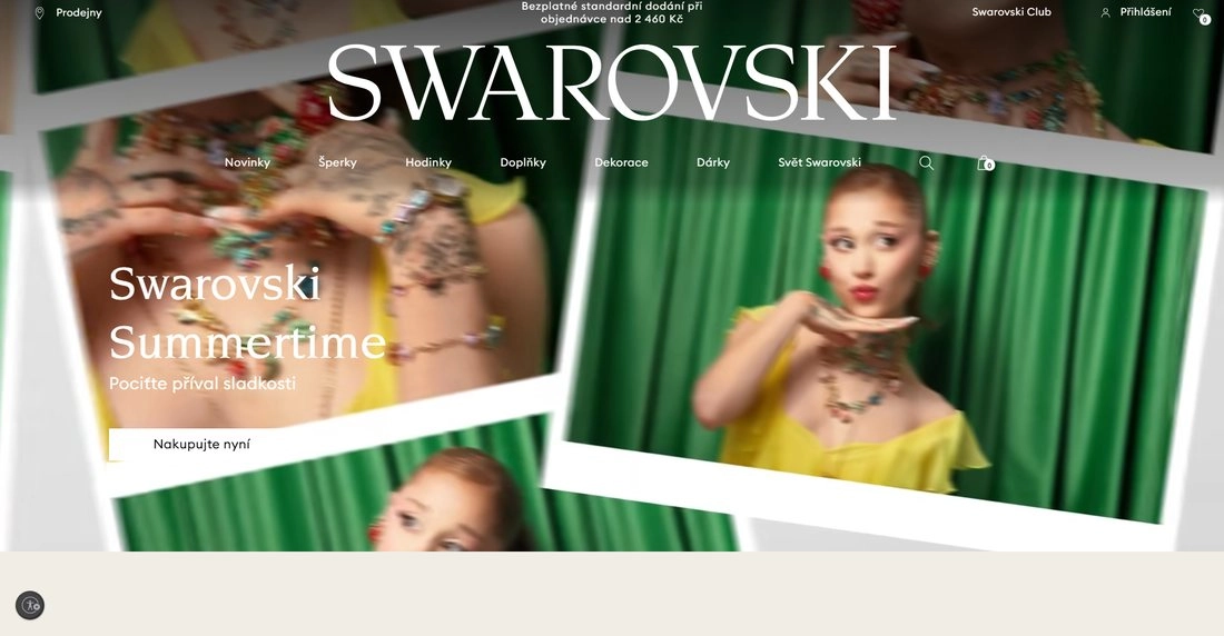 Homepage stránky Swarovski