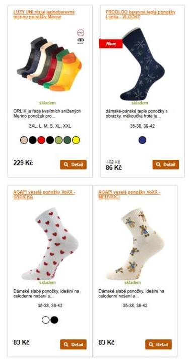 různé ponožky s různými potisky