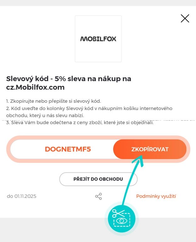 Návod jak zkopírovat slevový kód Mobilfox