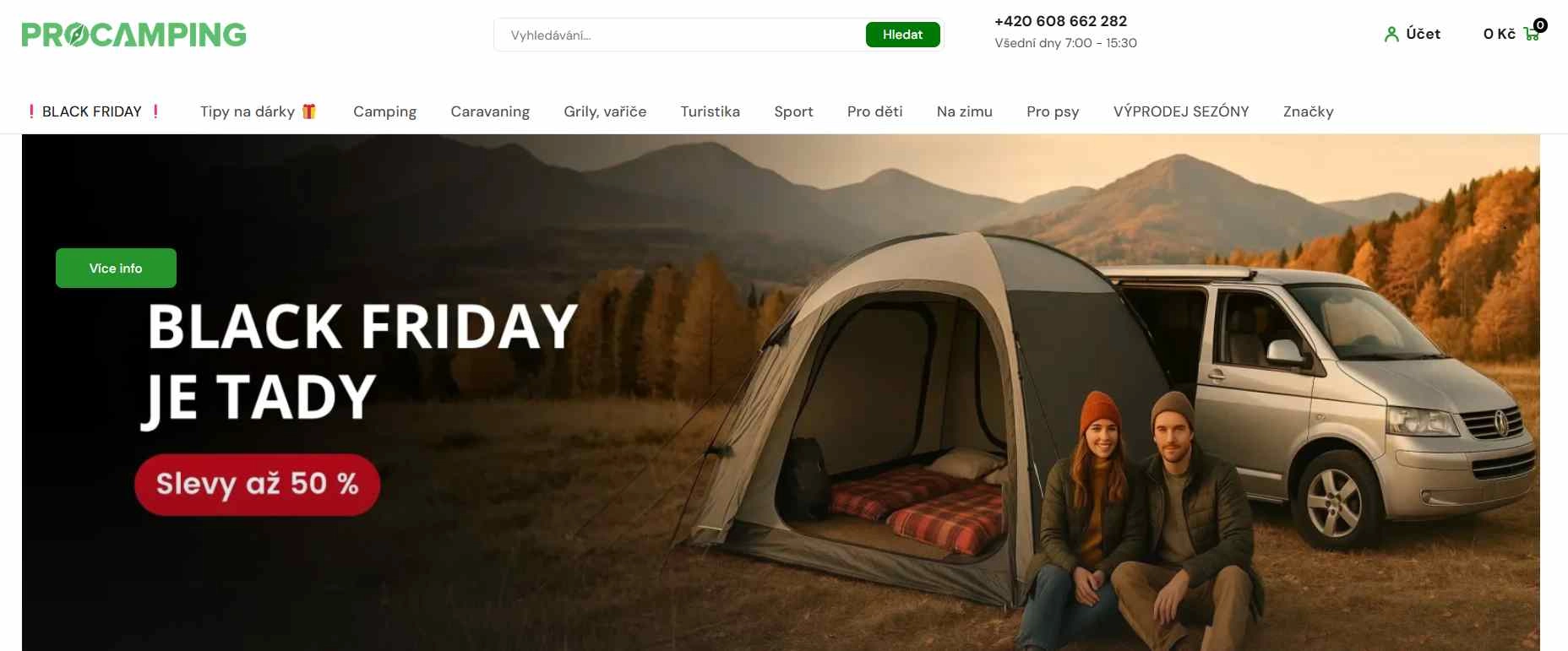 webové stránky e-shopu s bannerem black friday