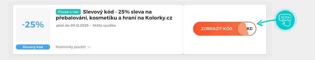 Ukázka slevového kódu KOLORKY