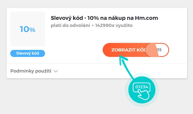 Ukázka slevového kódu H&M