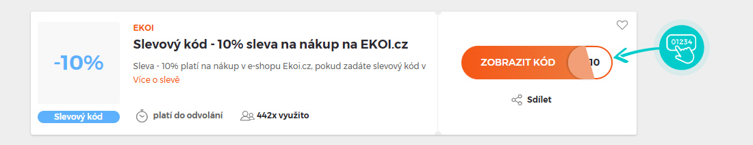 Ukázka slevového kódu EKOI