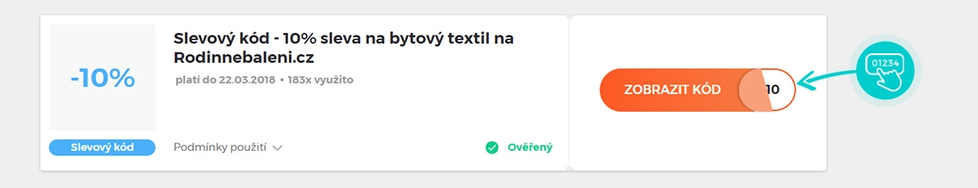 Ukázka slevového kódu Rodinné balení