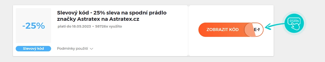 Ukázka slevového kódu Astratex