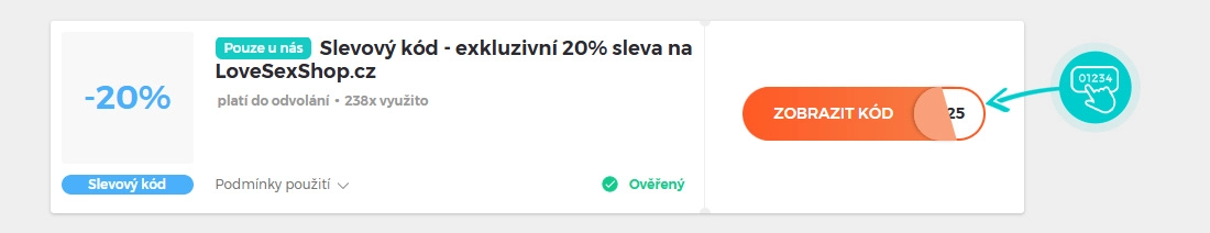 Ukázka slevového kódu Lovesexshop.cz