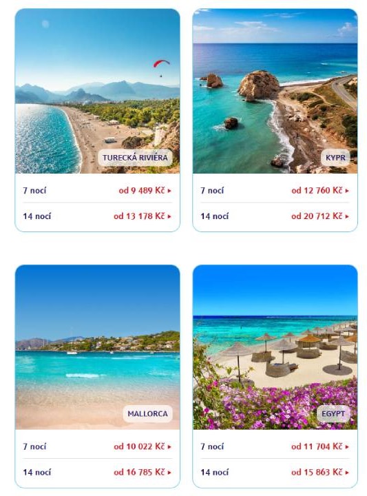 TUI - nabídka produktů