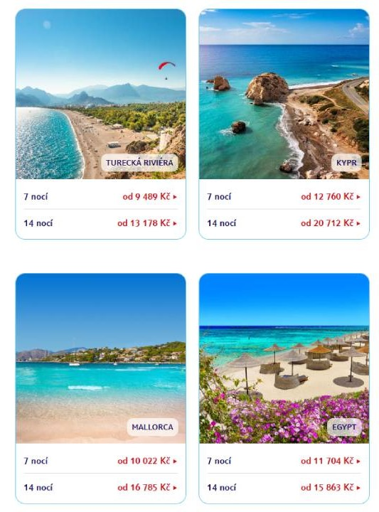TUI - nabídka produktů