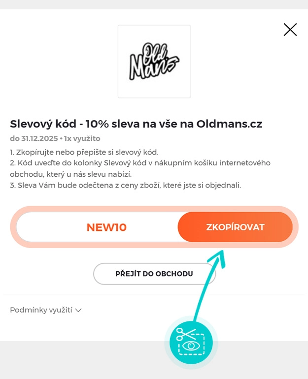 Návod jak zkopírovat slevový kód Old Man’s