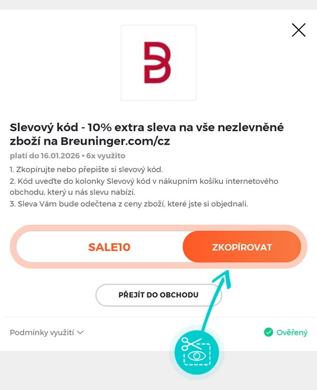 Návod jak zkopírovat slevový kód Breuninger