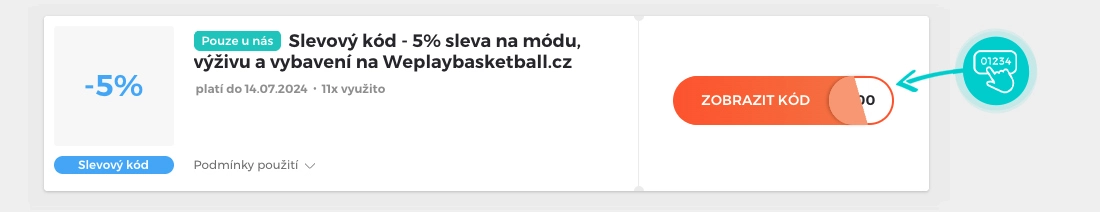 Ukázka slevového kódu WePlayBasketball.cz