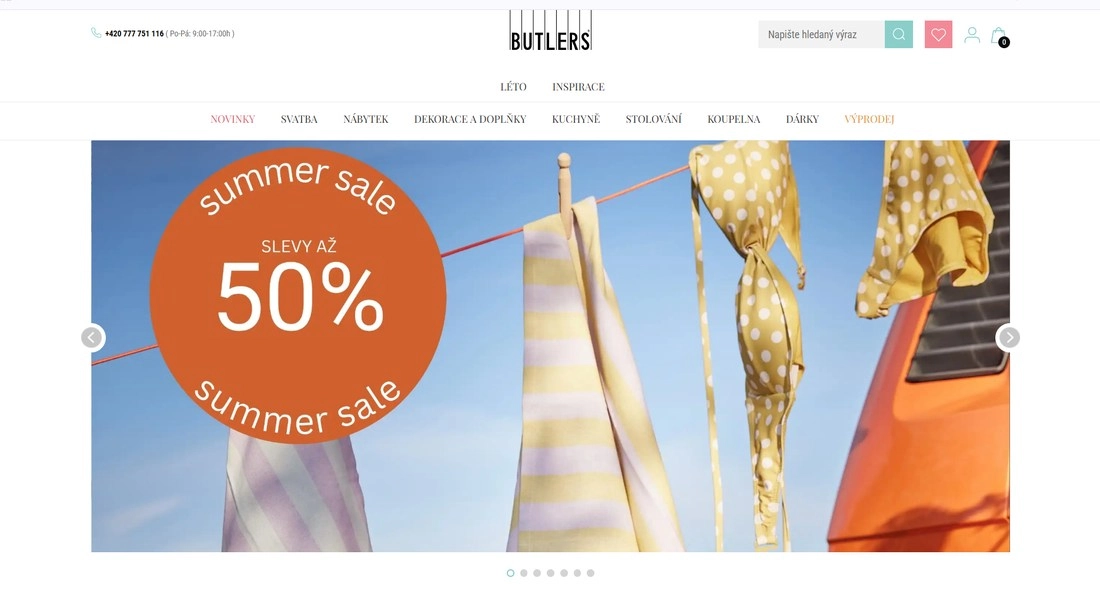 Homepage stránky Butlers