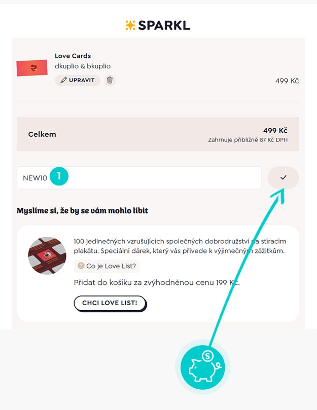 Návod jak uplatnit slevový kód v košíku e-shopu Sparkl