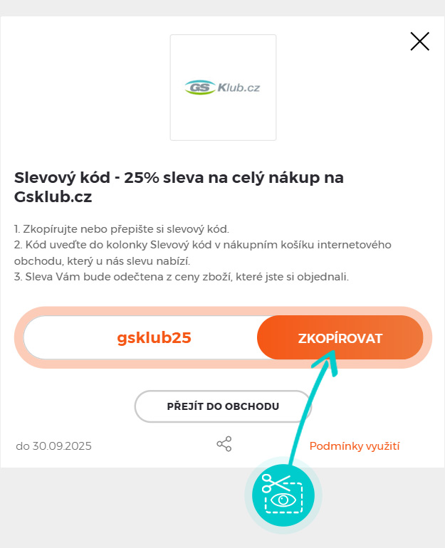 Návod jak zkopírovat slevový kód GS Klub
