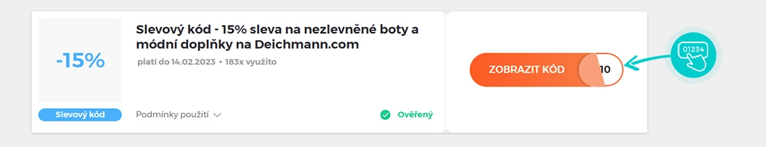 Ukázka slevového kódu DEICHMANN