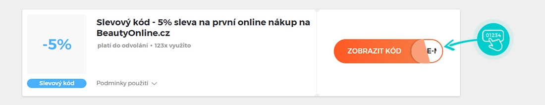 Ukázka slevového kódu BeautyOnline