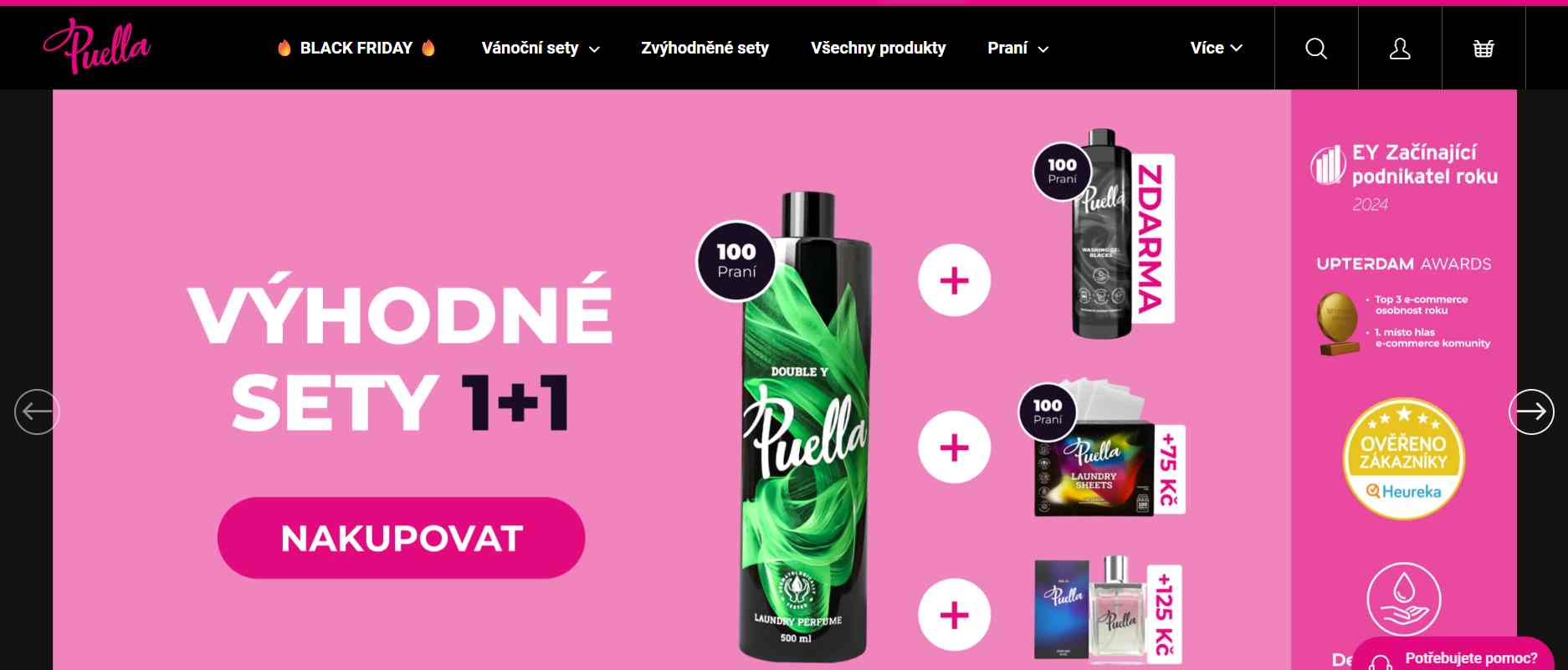 webové stránky e-shopu s bannerem výhodného setu