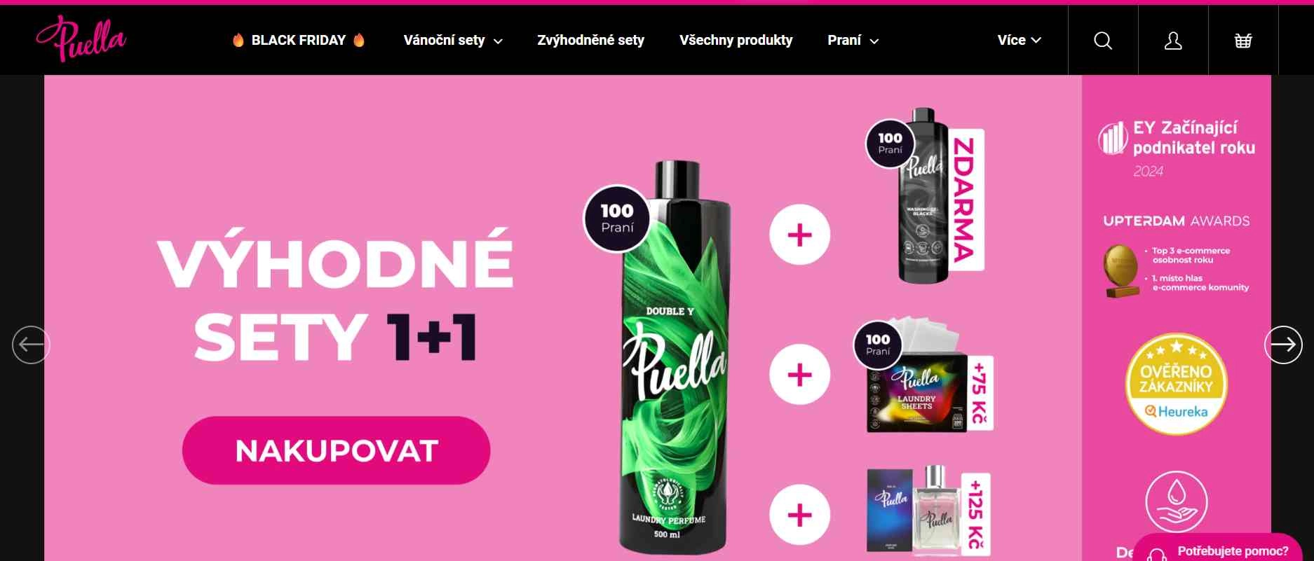webové stránky e-shopu s bannerem výhodného setu