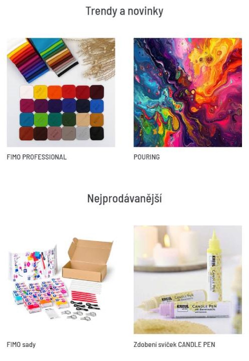 kreativní svět - nabídka produktů