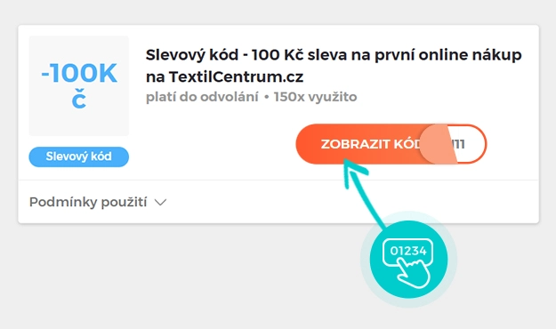 Ukázka slevového kódu TextilCentrum