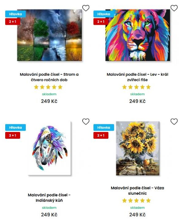 Maluj podle čísel - nabídka