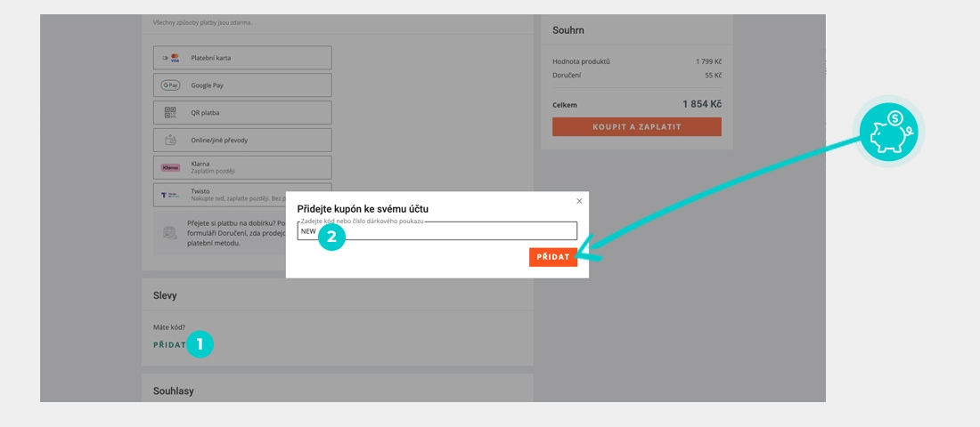 Návod jak uplatnit slevový kód v košíku e-shopu Allegro