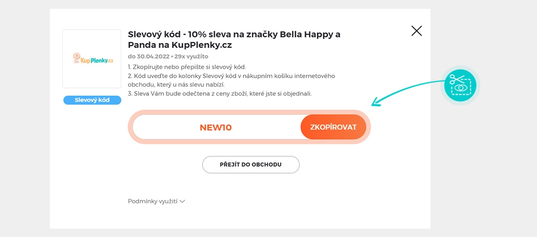 Návod jak zkopírovat slevový kód KupPlenky.cz