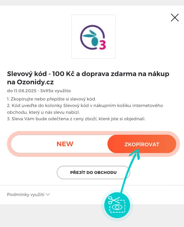 Návod jak zkopírovat slevový kód Ozonidy