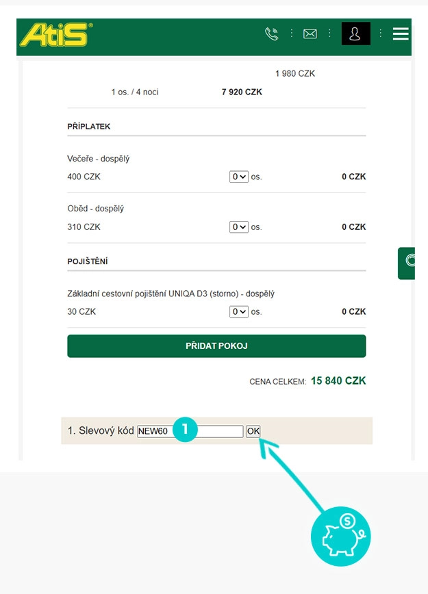 Návod jak uplatnit slevový kód v košíku e-shopu Atis