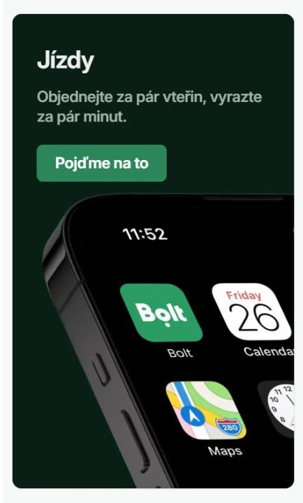 mobil s aplikací na jízdy