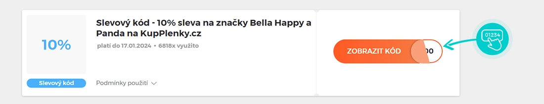 Ukázka slevového kódu KupPlenky.cz